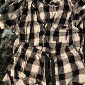 Medium Plaid vs pink pj set